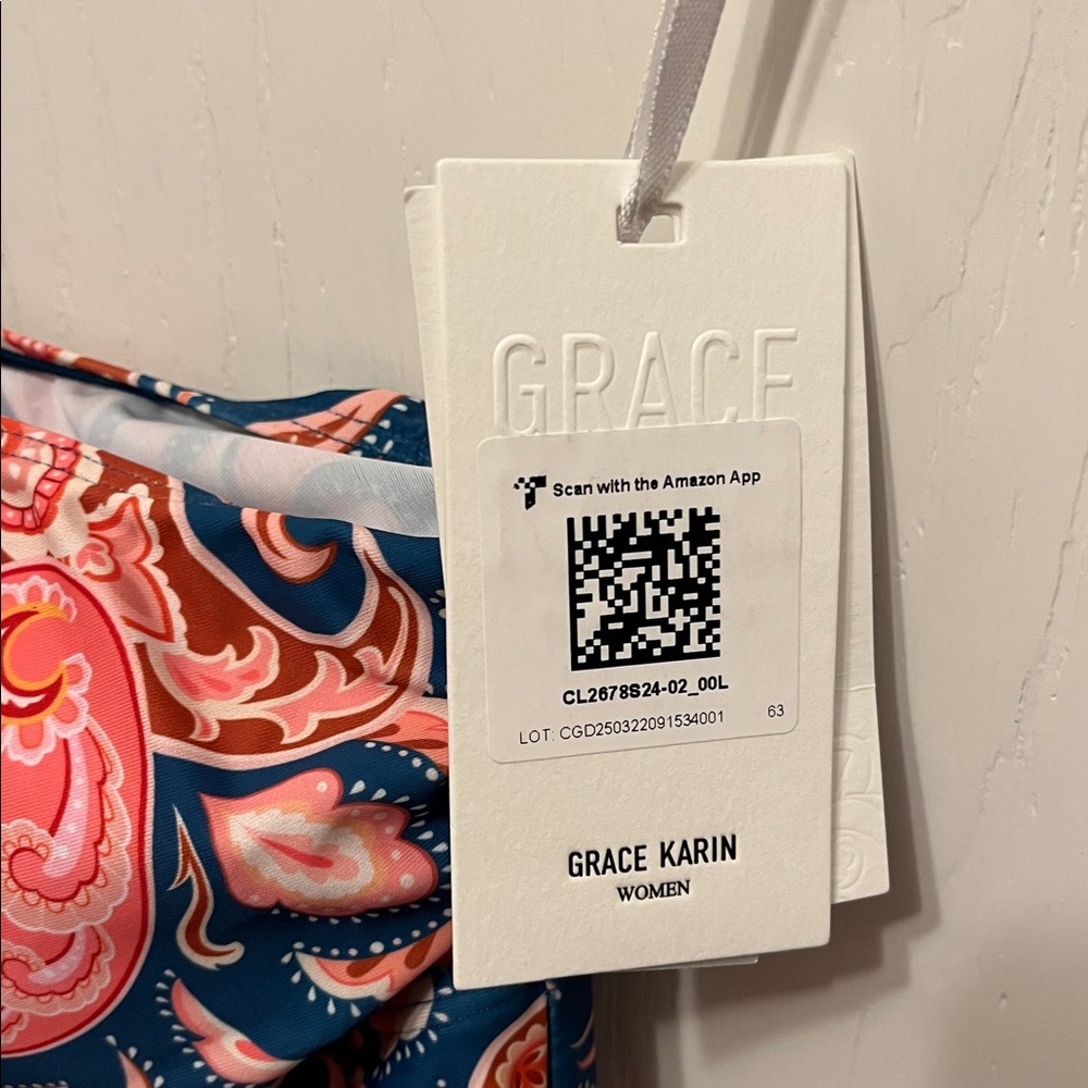 Grace Karin One Piece Paisley One Shoulder Swimsuit L - Picture 5 of 6